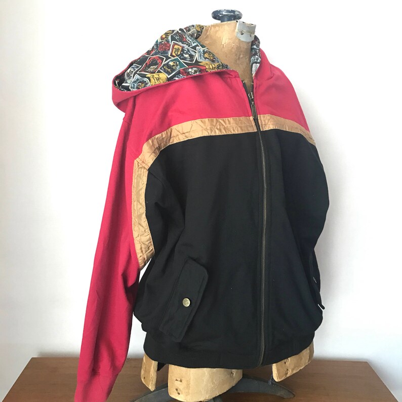 Medium Vintage Hoodie Light Coat Hooded Jacket Full Zip 80s Jacket