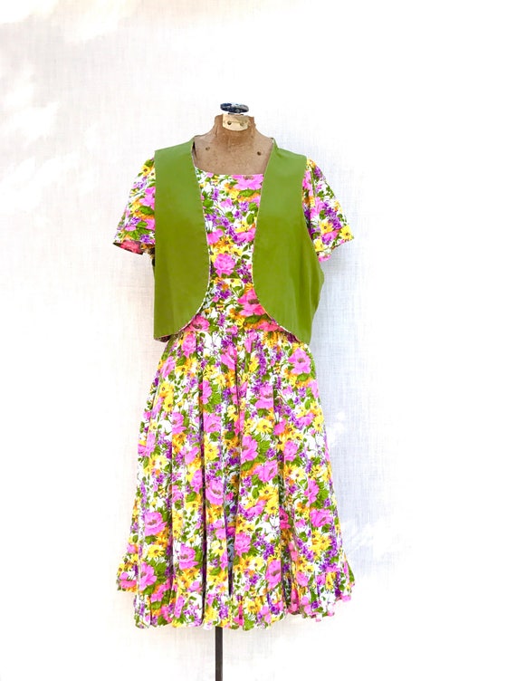 Festival Dress, 70s, Handmade, Hippie, Flowers, S… - image 1