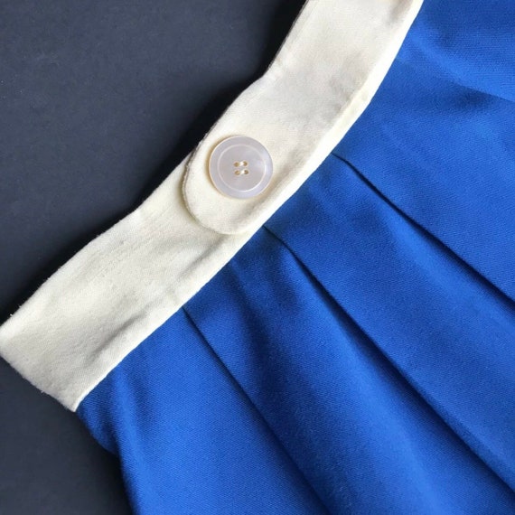 Vintage High Waisted Midi Skirt Blue White XS S - image 4