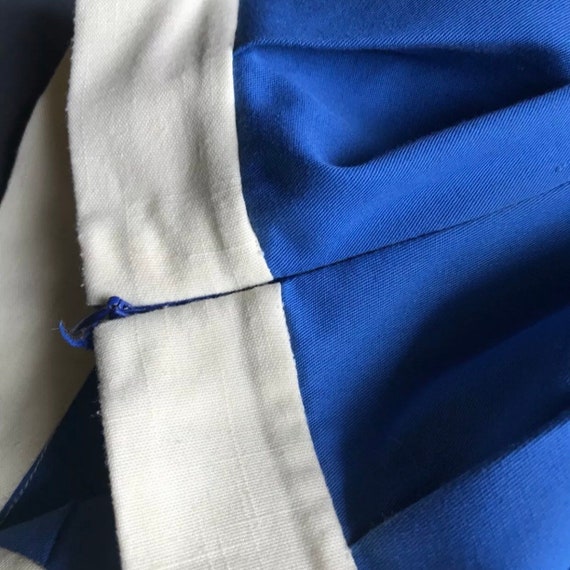 Vintage High Waisted Midi Skirt Blue White XS S - image 2