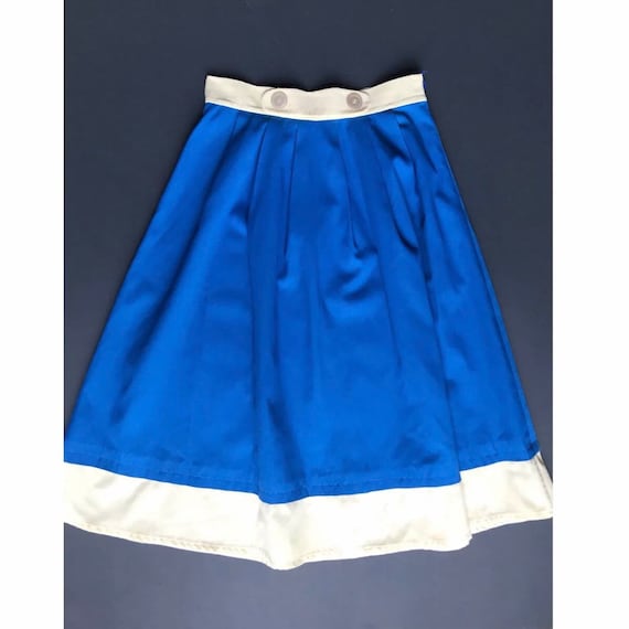 Vintage High Waisted Midi Skirt Blue White XS S - image 1