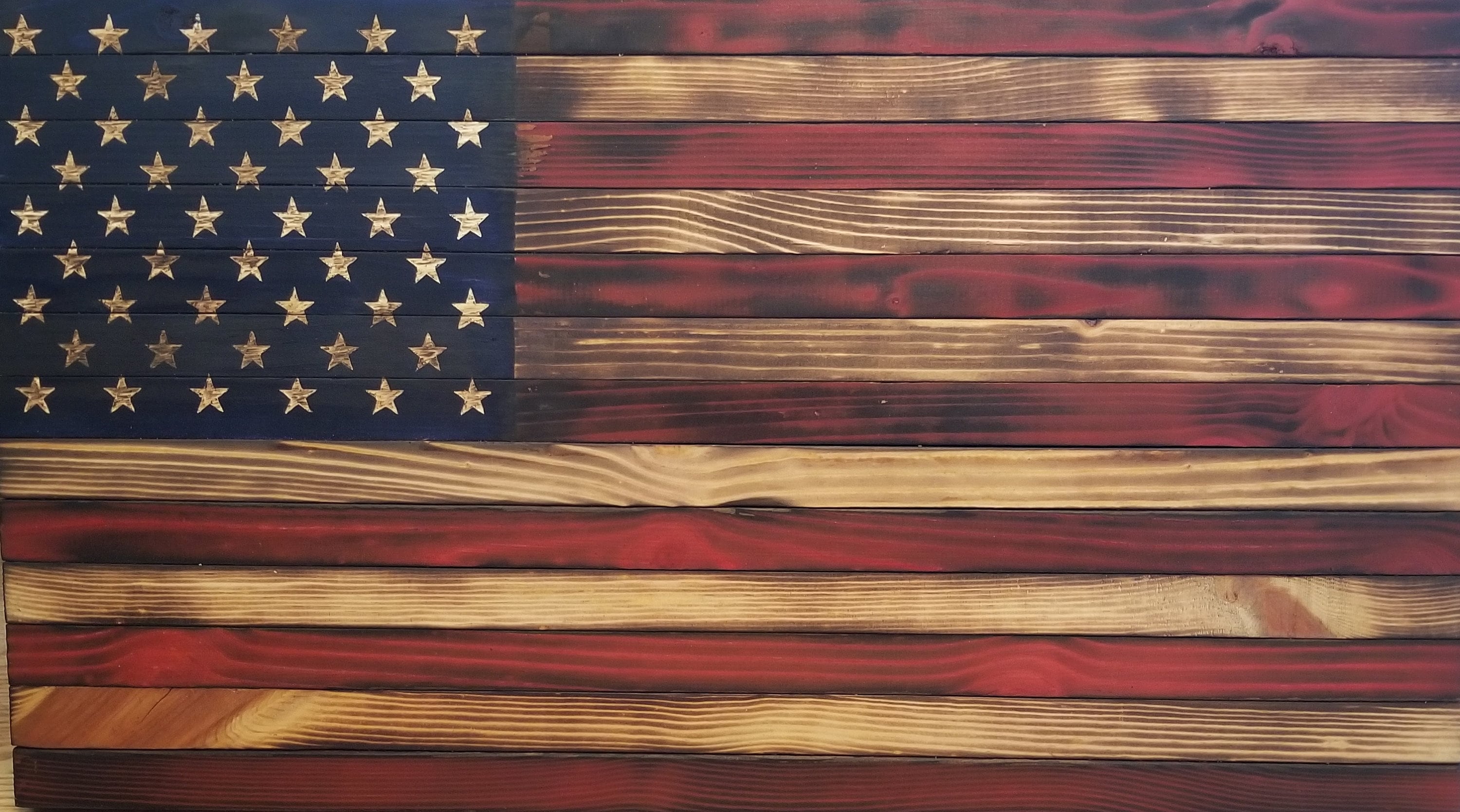 Wood Burned American Flag colored Etsy
