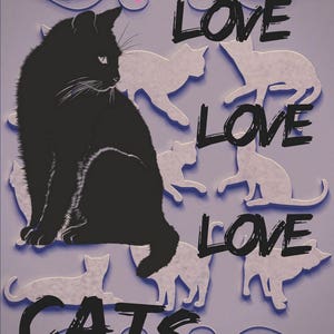 Paquete de 2 carteles Love Love Love Cats (izquierda y derecha)