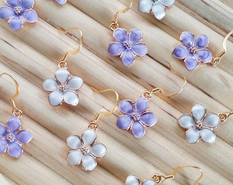 Flower Earrings | Small Flower Earrings | Floral | White | Lavender