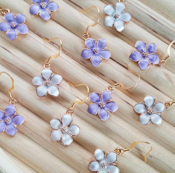 Flower Earrings Small Flower Earrings Floral White