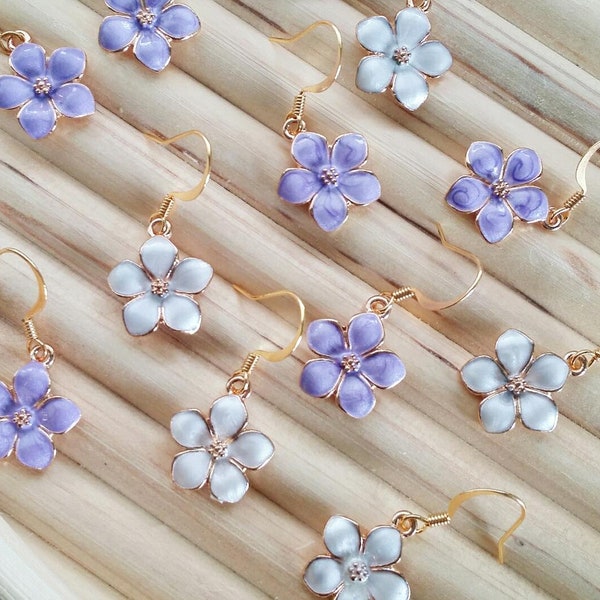 Flower Earrings | Small Flower Earrings | Floral | White | Lavender