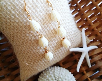 Pikake Flower Dangle | Small Flower Earrings | Hawaiian Flower Earrings | Gold | Silver