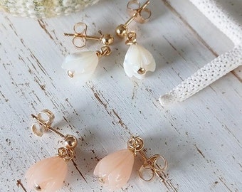 Mother of Pearl Pikake Flower Studs | Jasmine Flower | Hawaiian Flower | Gold-Filled