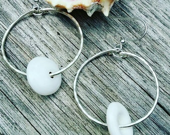 SP white Puka shell earrings