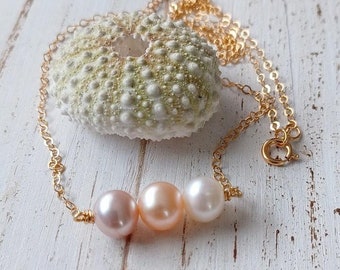Triple Pearl Necklace | Dainty | Gold Filled | Freshwater | Edison Pearl Jewelry | 18" | 16"