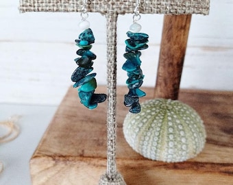 Turquoise Blue Green Earrings | Mother Of Pearl | Gold | Silver | Dangle Earrings
