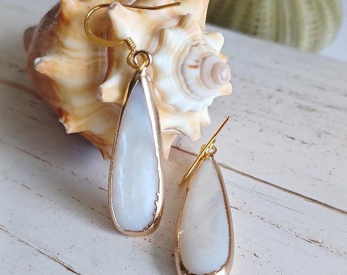 Featured listing image: Mother of Pearl Earring  | Pearl Jewelry | Minimalist | Beachy