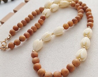 Sandalwood Pikake Necklace | Aromatic | 14k Gold filled | Jasmine Flower
