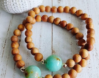 Mongolian Jade | Sandalwood | Bracelets | Stretchy Bracelets | 14K Gold Filled
