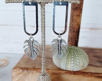 Monstera Earrings | Arch Earrings | Silver Leaf Earrings | Leaf | Tropical