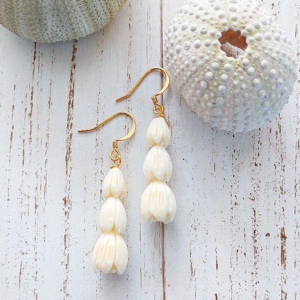 Pikake Flower Dangle | Cream | Small Flower Earrings | Hawaiian Flower Earrings | Gold | Silver | Gold Filled | Sterling Silver