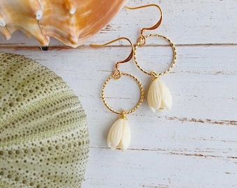 Pikake Flower Hoop | Small Hoop | Single | Flower Earrings | Hawaiian Flower Earrings | Gold Hoops