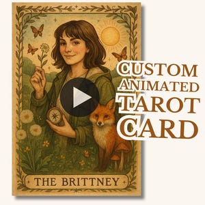 Carta de Tarot animada personalizada con tu foto / Retrato digital personalizado con video: elige tu estilo / Entrega en 24 h / Regalo personalizado