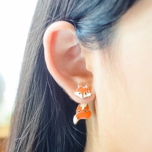 Fox Earrings. Cute Earrings. Fun Earrings. Unique Earrings. Handmade Jewelry Earrings. Fox dangle earrings. Fox Lover Gift. Birthday Gift.