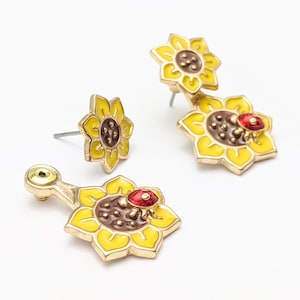 Sunflower Earrings. Summer Earrings. Sunflower Ear Jackets. Yellow Sunflower Earrings. Gift for Mom. Sunflower Lover gift. Flower Earrings.