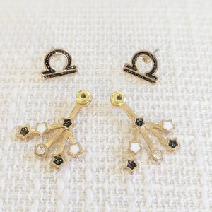 Boucles d'oreilles constellation balance, bijoux du zodiaque en émail peints à la main