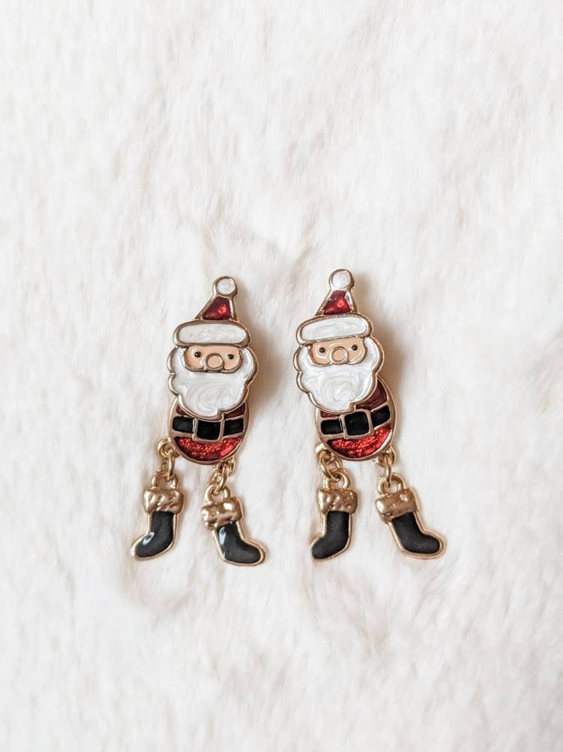 Santa Earrings Holiday Gifts Christmas Gifts Stocking stuffers idea Santa Jewelry Christmas Earrings Dangle Holiday Earrings