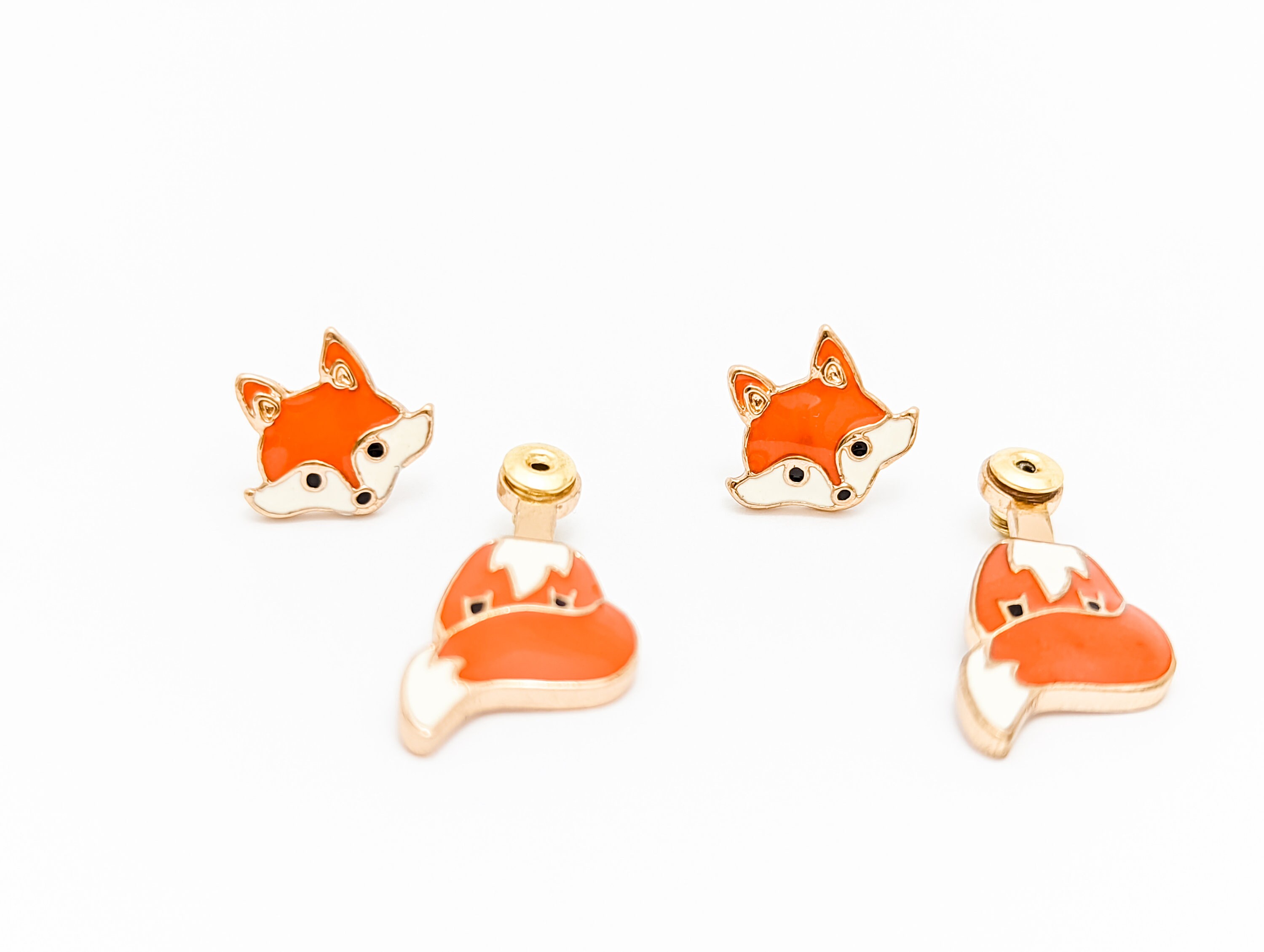 Fox Earrings 925 Sterling Silver Cute Little Fox Heart Dangle Earrings–  romanticwork