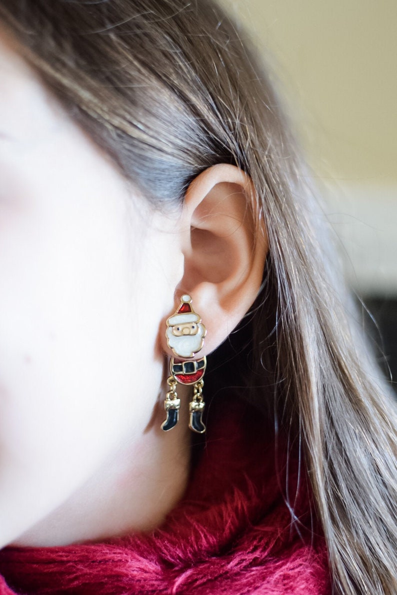 Santa Earrings Holiday Gifts Christmas Gifts Stocking stuffers idea Santa Jewelry Christmas Earrings Dangle Holiday Earrings
