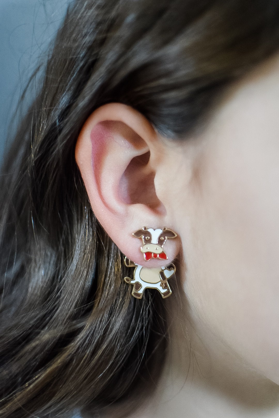 Boucles d'oreilles rondes et ses vaches – Le Petit Fermier