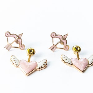 Bow and Arrow earrings. Cupid's Arrow Earrings. Heart Earrings. Cupid Earrings. Heart with wings Earrings. Valentine's Earrings. Fun earring image 5