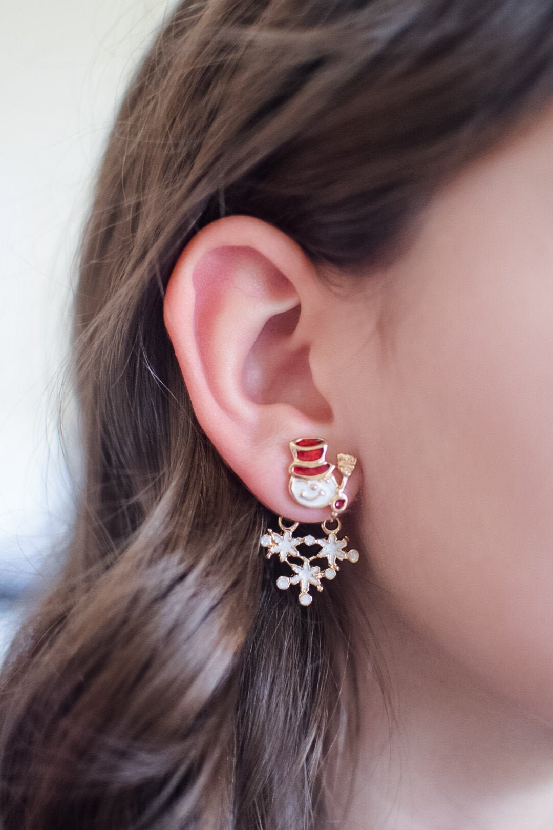 Snowman Earrings / Snowman Jewelry / Winter Earrings / Snowflake Jewe…