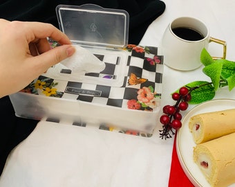 Set of 2 Floral Butterfly Wet Wipe Pouch, Refillable Travel Diaper Case