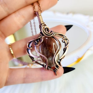 Elven Wire Wrap, Inclusion Quartz, Raw Crystal Jewelry, Healing Crystals, Witchcraft Supply, Gifts For Her, Boho Pendant, Wiccan Necklace