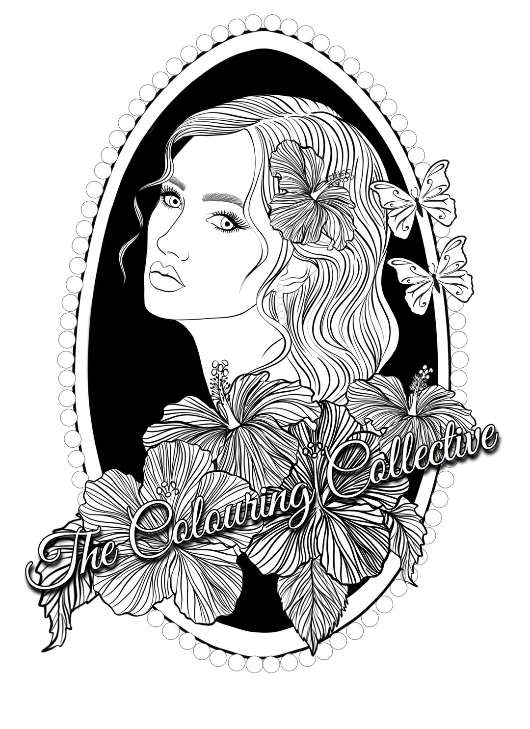 Adult Colouring Page , Portrait in Frame, Instant Download, Printable ...