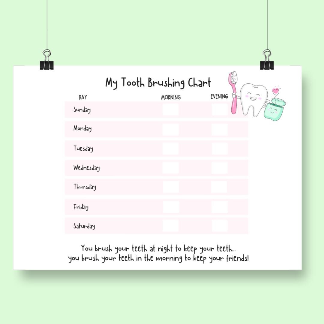 Tooth Tracker Chart Tooth Brush Chart Kids Habit Tracker Boys and Girls Reward Chart - Etsy