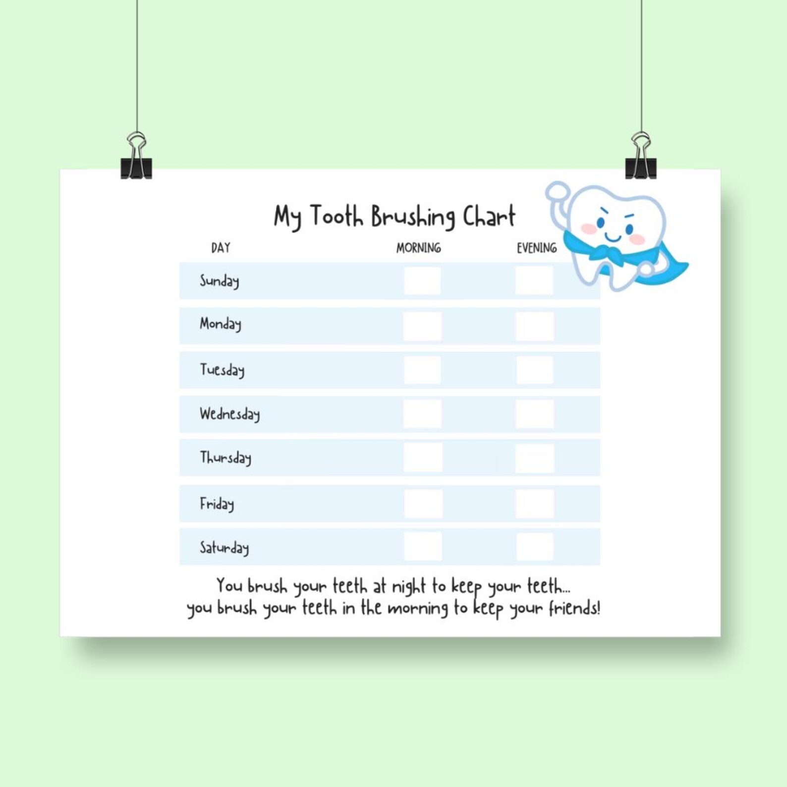 Tooth Tracker Chart Tooth Brush Chart Kids Habit Tracker Boys and Girls Reward Chart - Etsy
