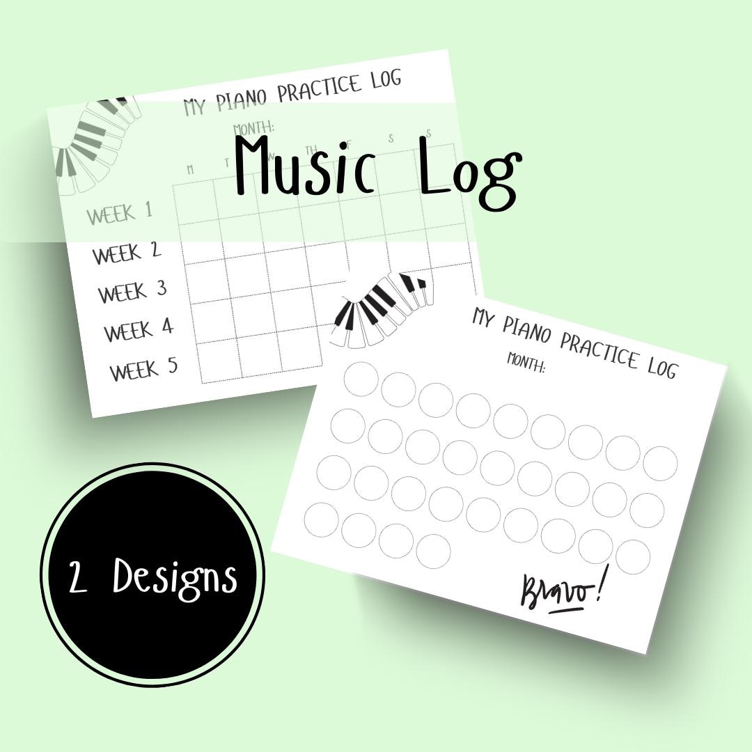 Music Log Piano Practice Tracker Kids Monthly Habit Tracker Music ...