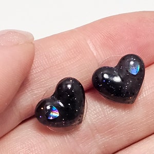 Black Holographic Glitter Resin Stud Earrings