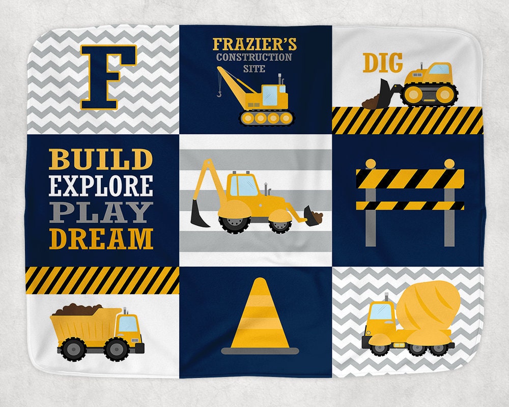 Construction Blanket Pillow Set Construction Trucks Decor Etsy