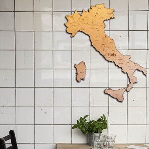 Italy Wood Engraved Map