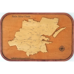 Dublin, Ireland Map Handmade Gift Wood Wall Art - Vintage Travel Home Decor