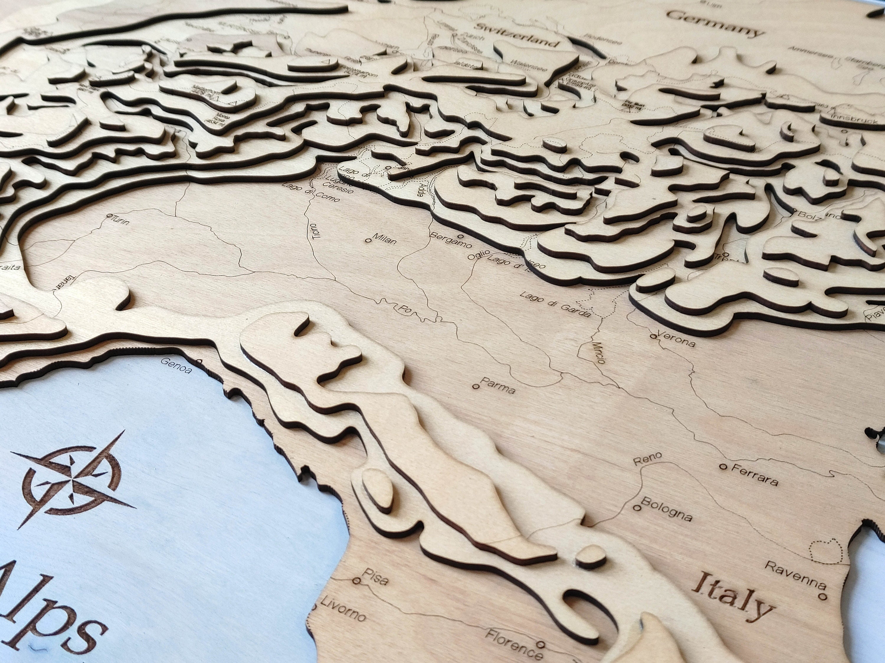 Alps Map Handmade Gift Wood Wall Art - Vintage Travel Home Decor - Etsy