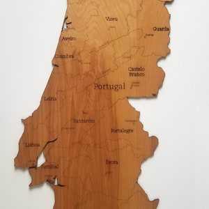 Portugal Wood Engraved Map