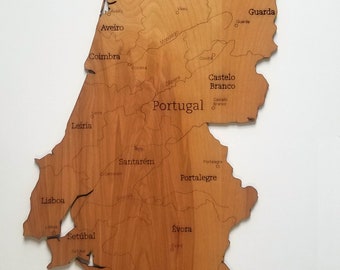 Portugal Wood Engraved Map