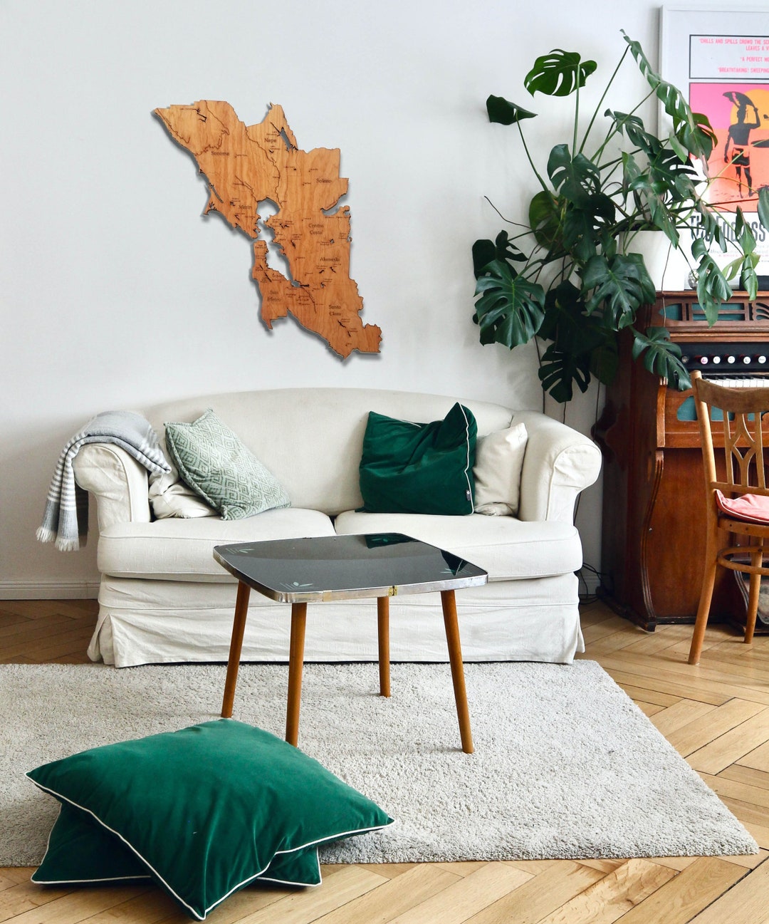 San Francisco Bay Area Map Handmade Gift Wood Wall Art - Vintage Travel ...