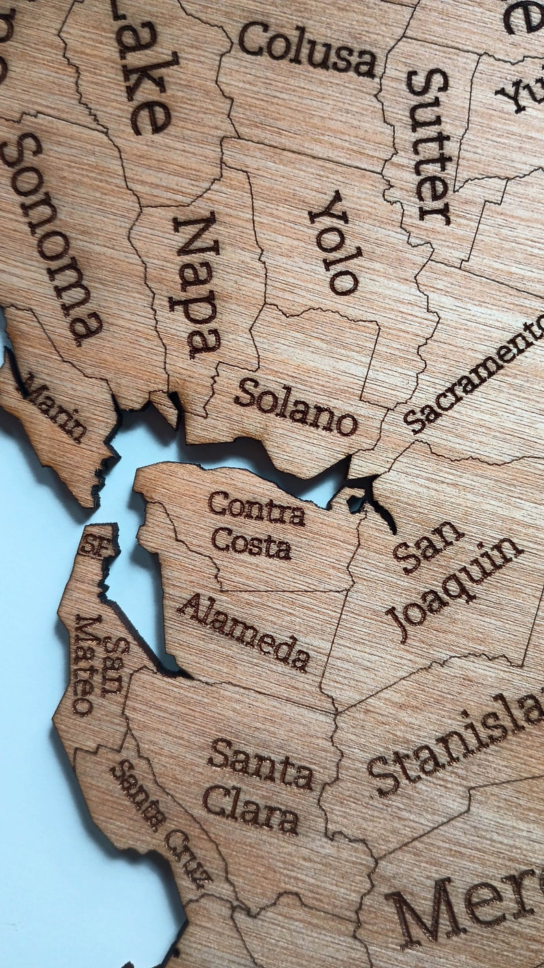 California State County Map Handmade Gift Wood Wall Art - Vintage ...