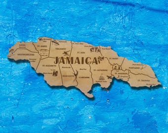 Handmade Wood Jamaica Map - Engraved Wall Art Decor