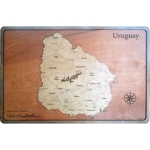 Uruguay Map Handmade Gift Wood Wall Art - Vintage Travel Home Decor