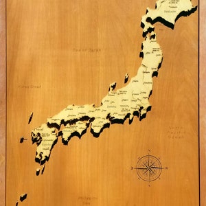 Japan Map Handmade Gift Wood Wall Art - Vintage Travel Home Decor