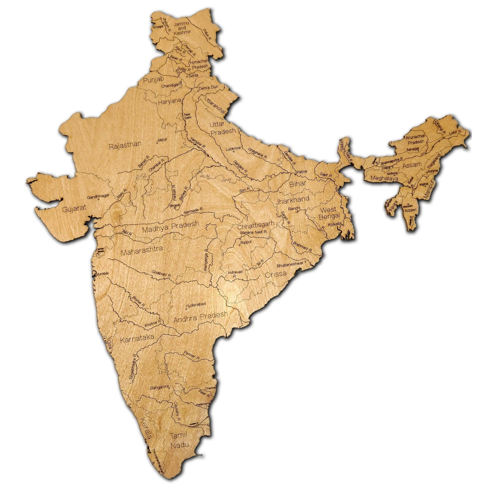 India Map Handmade Gift Wood Wall Art - Vintage Travel Home Decor - Etsy